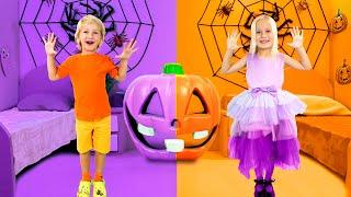 Purple vs Orange Halloween Challenge with Katya and Dima