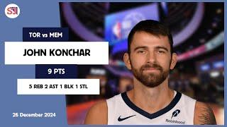 JOHN KONCHAR 9 PTS vs TOR 26 Dec 24-25 MEM Highlights