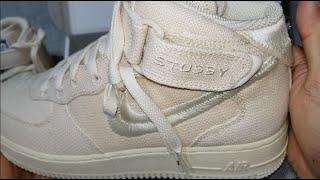 STUSSY x NIKE Air Force 1 AF1 MID Sneakers Shoes Kicks Tan Color