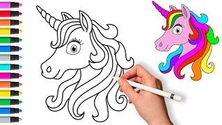 How to draw a unicorn  Painting and Coloring for Kids & Toddlers