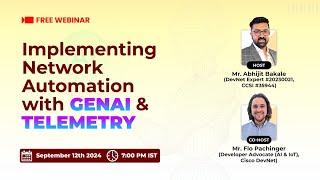 Live Free Webinar: Implementing Network Automation with GenAI & Telemetry | 12th Sept at 7 PM IST