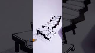 3d stairs draw #3d #shorts #illusion #stairs #stairway #ladder #drawing #art