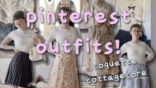 recreating pinterest outfits from my closet  cottagecore, coquette, thrifted, spring 2024 outfits 