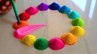 #1848 Holi rangoli designs | satisfying video | Gudi padwa rangoli design | sand art