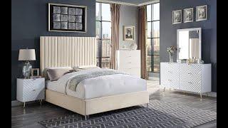 Lomita Beige Velvet Platform Bed