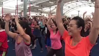 Bishan-Toa Payoh GRC MPs Chee Hong Tat and Ng Eng Hen dance with residents