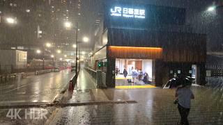 Heavy Rain Walk in Tokyo’s Record-Breaking Storm: 4K/HDR Video | Relaxing Natural City Ambience