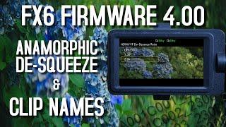 Sony FX6 Firmware 4.0 - Anamorphic De-Squeeze and File Names