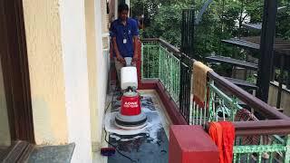 Balcony Cleaning by Floor Scrubbing Machine