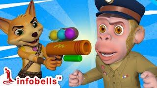 Jaanavaron Ke Bachchon Ka Apaharan - Super Police Bandar Mama | Hindi Rhymes & Cartoons | Infobells