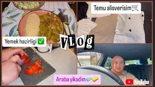 Günlük Vlog| is cikisi yemek hazirligi|Temudan neler aldim | mini market alisverisi|Araba yikadim