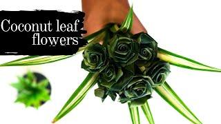 Coconut leaf flowers | leaf rose flowers | leaf flower bouquet |#diy #coconutleafflowers