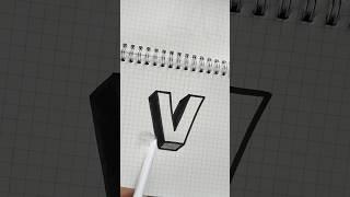 3D letter 'V'  Drawing | Easy Art for Beginners |#art #drawing #shorts #3d