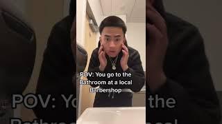 POV: You go to the Bathroom at a local Barbershop #barber #barberlife #haircut #comedy