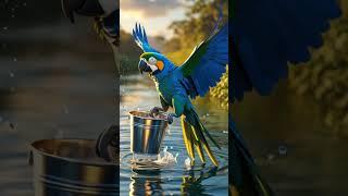 The parrot saves all the struggling fish by creating a pond#ai #keşfet #shorts#animation#instagram