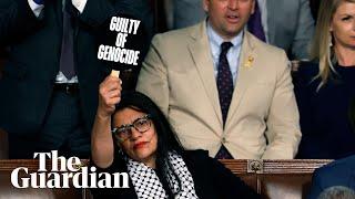 Rashida Tlaib holds ‘war criminal’ sign as Netanyahu addresses Congress