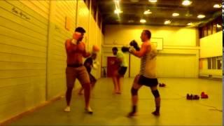 guy tries to go hard during light sparring