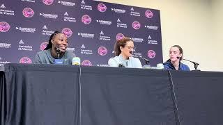 Caitlin Clark, Stephanie White, Natasha Howard speak to reporters after win vs Sun, talk officiating