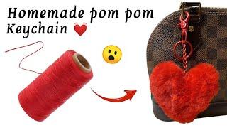 DIY Homemade pom pom keychain/how to make pom pom keychain/homemade keychain/pom pom keychain