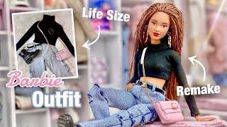 Recreating my OWN Outfit in BARBIE Doll Size - Baggy Jeans| Crop Turtle Neck| Purse| Combat Boots