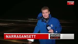 Stormy night by the sea in Rhode Island