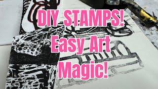 DIY Stamps & Collagrqphs! Easy Art Magic! #diycrafts #collagepaper