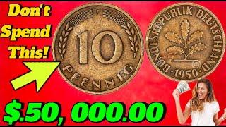 $50,000.00 DO YOU HAVE IT ! Rare and Expensive Error Coin 10 Pfennig Germany worth big money