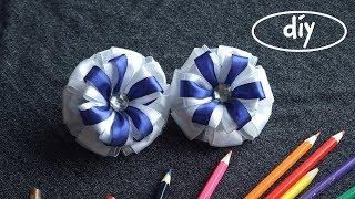 DIY Школьные бантики канзаши, МК / School Bows Kanzashi Tutorial (English subtitles)