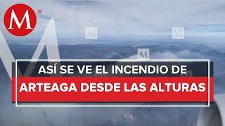 Así se ve el incendio en la Sierra de Santiago desde el aire