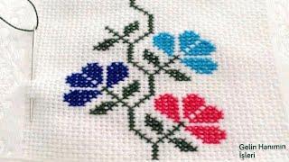 ETAMİN MUTFAK \ BANYO HAVLUSUNA İŞLEME NASIL YAPILIR AYRINTILI ANLATIM GÖSTERİM | Hand Embroidery