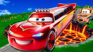 Long Lightning Mcqueen Became a Bridge For Crossing  Pixar Cars, Chick Hicks, Tow Matr, BeamNG Drive