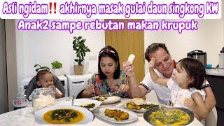 ASLI NGIDAM‼️ AKHIRNYA MASAK GULAI DAUN SINGKONG || ANAK2 PADA REBUTAN MAKAN KERUPUK