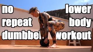 NO REPEAT lower body workout with 1 dumbbell  // ENGLISH