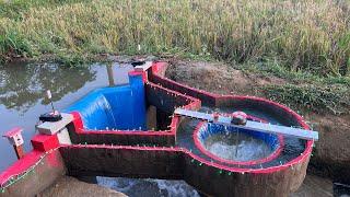 Hydroelectric design with extra-large suction turbine