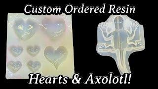 #769 Custom Ordered Resin Axolotl and Hearts