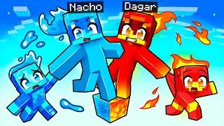 Jugando como Familia ELEMENTAL en UN BLOQUE en Minecraft