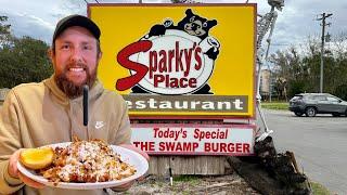 Trying the HUGE Legendary Swamp Burger at Sparky’s Place!