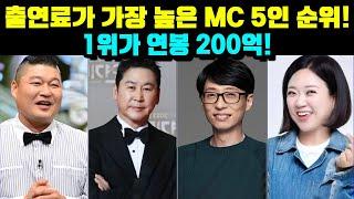 출연료가 가장 높은 MC 5인 순위! 1위가 연봉 200억!