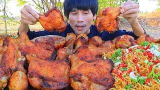 บะหมี่เผ็ดไก่ทอดจิ้มแจ่วพริกสดแกล้มผักสดแซ่บคักอีหลีครับพี่น้องMUKBANG EATING SHOW#โก้อีสานพาแดก