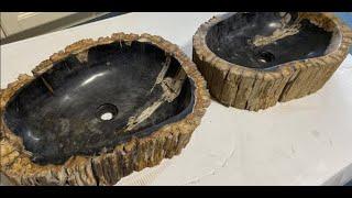 Petrified Wood Sinks Rustic Bathroom