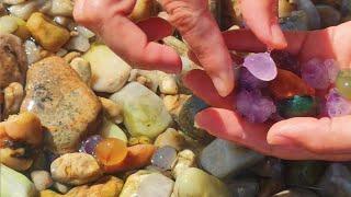 Gem Beach, colorful gems are scattered all over the beach and reef crevices. Amethyst, sapphire