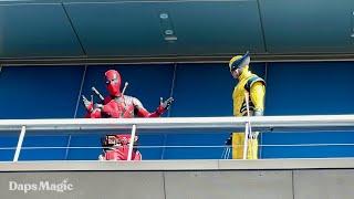 Deadpool & Wolverine Arrive at Avengers Assemble! | Avengers Campus |  Disneyland Resort 2024 4K