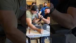 Greg Gray shows Tom Stubblebine a move to defend a press in #armwrestling #training