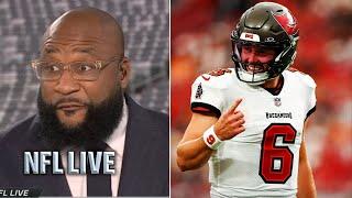 NFL LIVE | Baker Mayfield is REAL MVP - Marcus Spears on Buccaneers franchise-record 594 Total yds