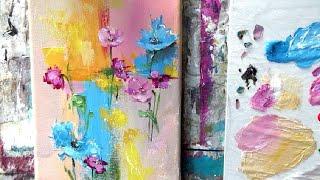 EASY Abstract Floral / How to paint acrylics for beginners /Colorful Flowers️  /MariArtHome