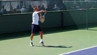 Igor Andreev Practicing at BNP Paribas Open 2010