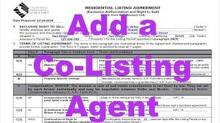 How to Add a Co-Listing Agent from the Same or an Outside Brokerage - Forms ABA, AAA, ACS, RLA