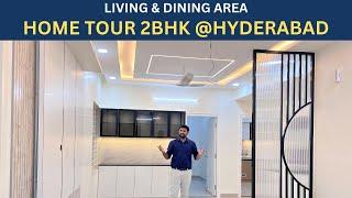 Living & Dining area Home tour 2BHK @ Hyderabad l Living room interior design ideas in telugu