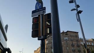 España, Spain, Barcelona. Public transport traffic lights straight and to the left (8)