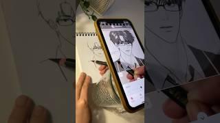 Drawing handsome boy with AR Drawing App #ardrawing #illustration #anime